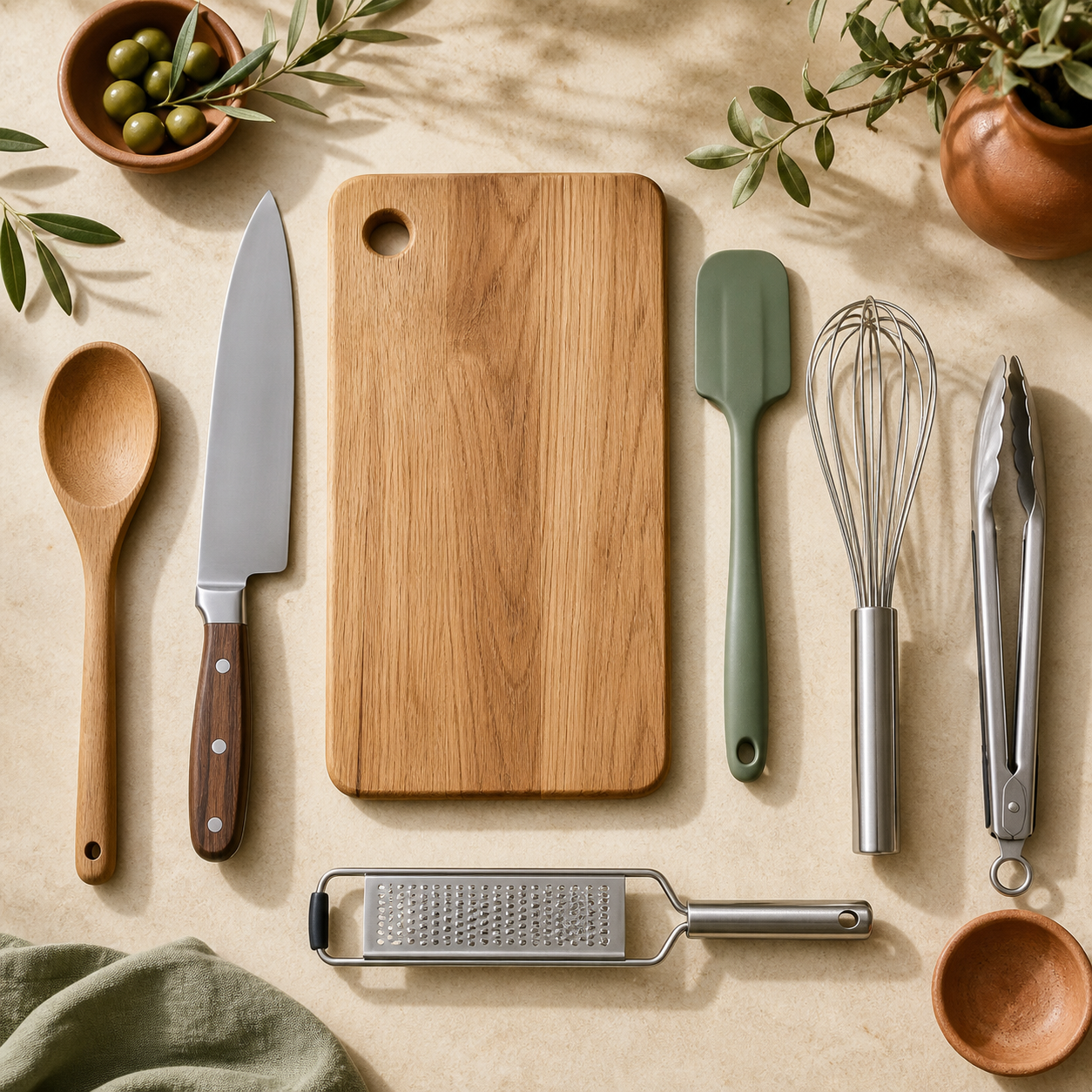 Utensilios de cocina y tablas